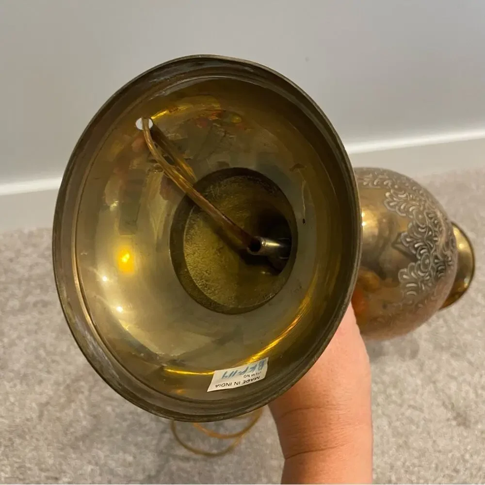 Vintage | Soild Brass Tall Etched Bohemian Boho Lamp MCM Stunning Working Light